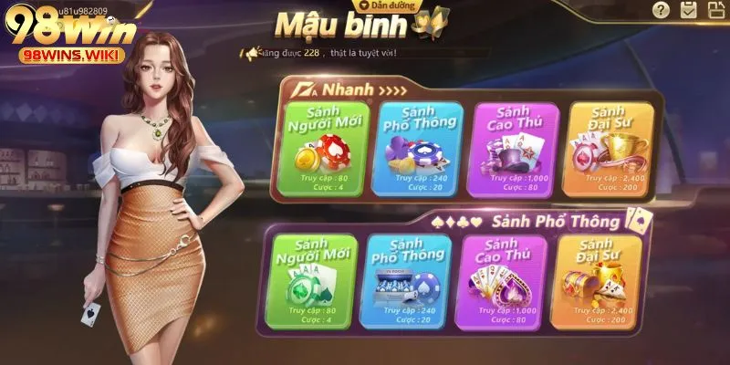Game bài mậu binh 98Win được ưa chuộng nhất