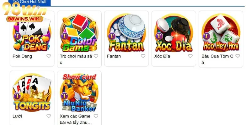 Game bài Pok Deng được yêu thích tại 98Win